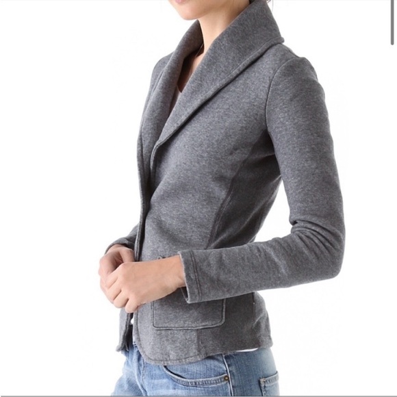 James Perse Black Knit Shawl Collar Cardigan Sweater Blazer French Terry Jacket - Picture 12 of 16